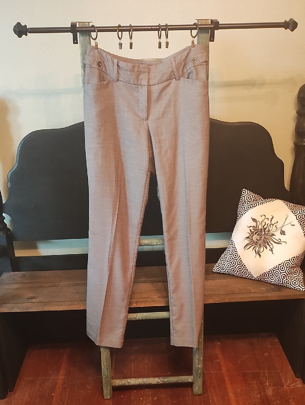 Gray Straight-Leg Dress Trousers